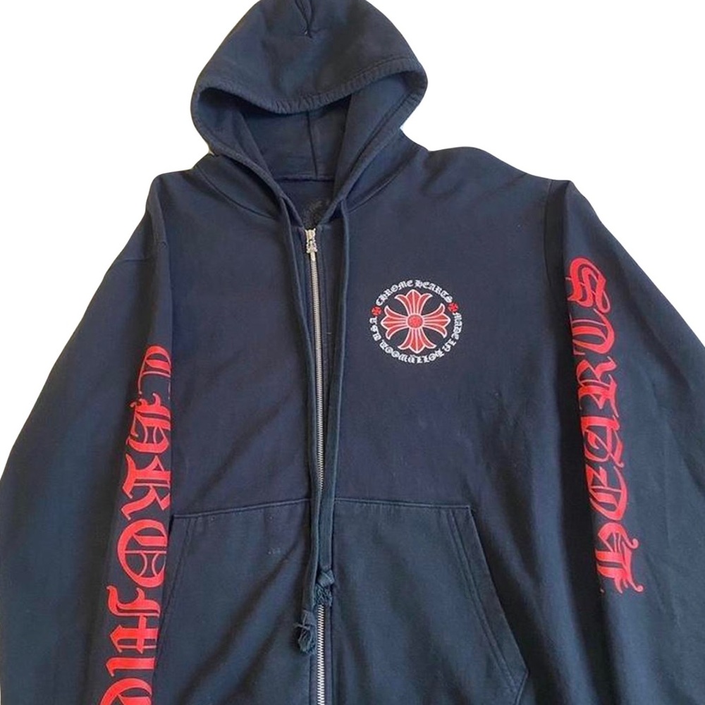 Chrome Hearts Made In Hollywood Red Cross Zip Up Hoodie